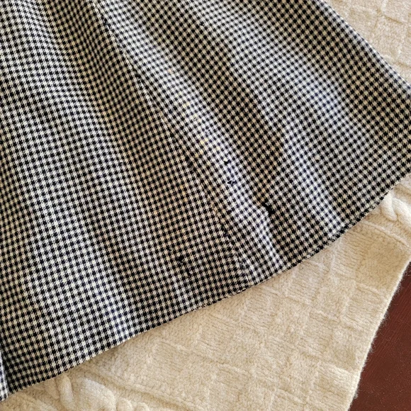 VINTAGE Micro Houndstooth Wool Long Riding Trench Coat Womens S/M Black ivory - Picture 6 of 14